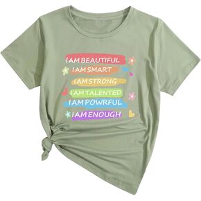 SweatyRocks Girl's Graphic Print Short Sleeve T Shirt Casual Round Neck Tee Tops