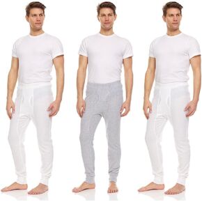 Mens Thermal Long John Pants - Thermal Bottom Base Layer for Tshirts & Jackets - Lightweight Thermal Underwear Mens - 3 Pack
