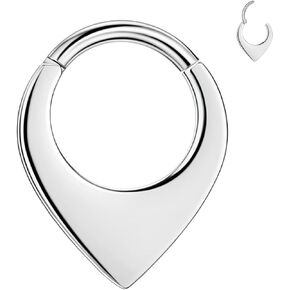 BodyAce 316L Stainless Steel Septum Rings Hoop, 16G Segment Nose Rings Septum Clicker for Men, Gold Moon Hinged Cartilage Earrings for Daith, Rook, Tragus