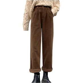 Women's Vintage High Waisted Straight Leg Corduroy Pants Trouser