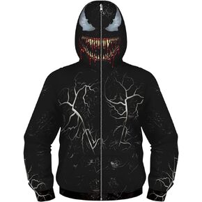 Zip Up Boy's 3D Printed Superhero Mask Costume Hoodies Hooded Sweatshirt 7-12Y