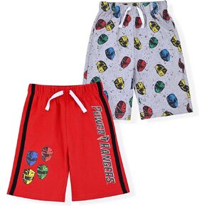 Power Rangers Boys 2 Pack Shorts with Drawstring for Little Kids – Grey/Red