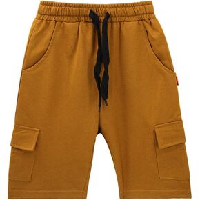 KISBINI Boys' Girls' Shorts Pull On Sweat Cargo Shorts for Kids