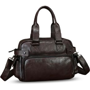 Genuine Leather Messenger Bag Top Handle Handbag Crossbody Laptop Bags Vintage Travel Business Sling Briefcase