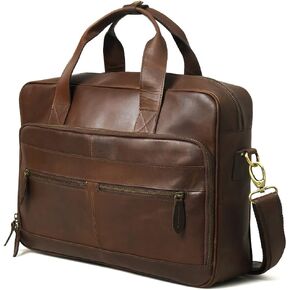 Gratlin Full Grain Buffalo Leather Briefcase For Men | Handcrafted Genuine Leather Messenger Bag for Men & Women | Brown Leather Laptop Bag for Men | Best Leather Bag Satchel Computer Case in 16 Inch
