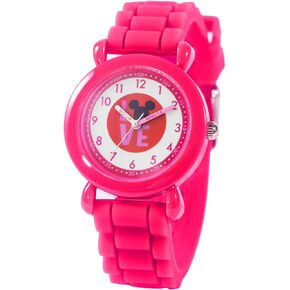 Disney Valentine’s Kids' Plastic Time Teacher Analog Quartz Silicone Strap Watch