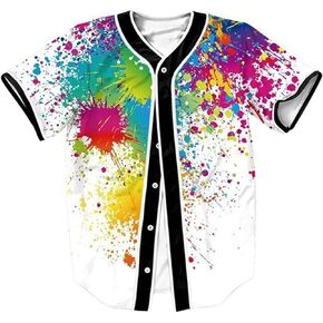 Women's Camouflage Shirt Bel Air Baseball Jersey 90s Theme Party Hip Hop Short Sleeve Button Down Shirt for Club and Pub