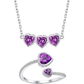 925 Sterlig Silver February Birthstone Ring Choker Necklace for Women & Girls