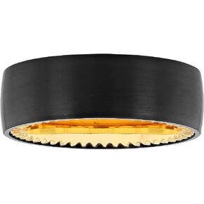 Tantalum Carbide 8mm Matte Black Finish with Yellow Gold-Tone Interior Men’s Wedding Band Ring - Size 8-1/2