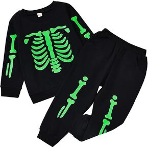 HIHA Toddler Boys Halloween Outfit Nightmare Mummy Skeleton Pullover Sweatshirt Tops Pant Christmas Clothing Set in Kuwait