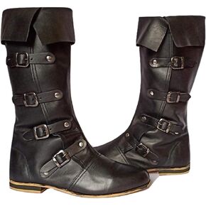 Caribbean Pirate Costume Boots | Renaissance Medieval Leather Boots | Inspired Loafer Boots for Adults