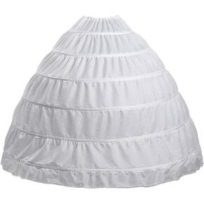 ZAYAKUZU Full 6 Hoop Skirt Floor Length Crinoline Underskirt Wedding Dress Petticoat for Women White in Kuwait