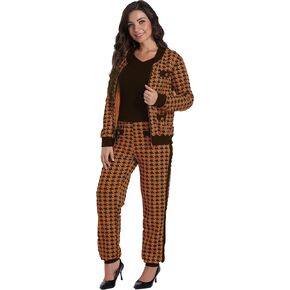 Womens Sexy 2 Pieces Houndstooth Print Blazer Pants Suit Set Nightclub Tracksuit Outfit Set