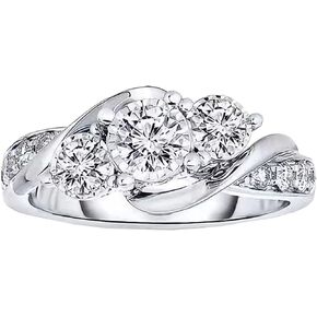 1 ct Three Stone Engagement Rings for Women 925 Sterling Silver Twisting Moissanite Rings Women Anniversary Rings 18K White Gold Plated Ring Promise Ring