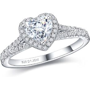 DAYBYDAY Moissanite Rings for Women 925 Sterling Silver Created Diamond Wedding Ring D Color VVS1 Heart/Pear/Cushion/Round Cut Moissanite Engagement Rings Size 6-10 in Kuwait