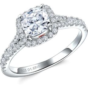 DAYBYDAY Moissanite Rings for Women 925 Sterling Silver Created Diamond Wedding Ring D Color VVS1 Heart/Pear/Cushion/Round Cut Moissanite Engagement Rings Size 6-10