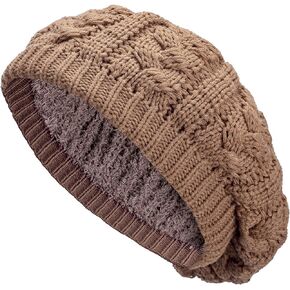 BYOS Womens Winter Cozy Cable Fleece Lined Knit Beret Beanie Hat (Set Available)