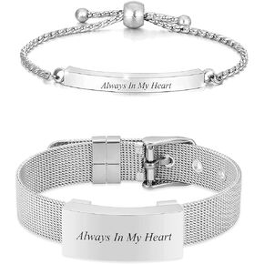 zeqingjw 2PCS Urn Bangle Bracelet for Human/Pet Ashes Adjustable Cremation Memorial Jewelry for Women Men