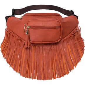 Solene Fringe Waist bag for women with Multi Zipper Pockets