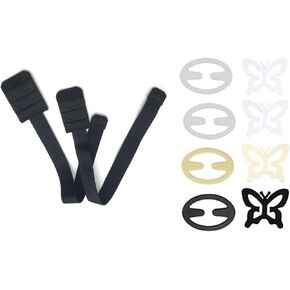 زوج واحد من حزام حمالة الصدر منخفض الظهر من اسجبا مع خطافين باللون الاسود و8 قطع مشابك لحمالة الصدر للنساء بلون اسود, أسود in Kuwait