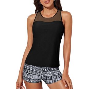 Bsubseach 3 Piece Tankini Swimsuit for Women Athletic Bathing Suits Modest Tankini Top