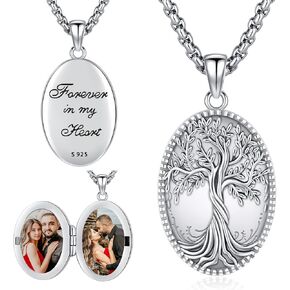 ايوسنس قلادة من الفضة الاسترليني عيار 925 على شكل قلب، قلادة هدايا عيد الام للنساء تحمل الصور والصور للرجال قلادة شخصية in Kuwait