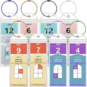 ZYTONGMAO Royal Caribbean Luggage Tag Holders – 8 Pack Zip Seal Clear Cruise Holders with Steel Loops – Ultimate Cruise Essentials for Royal Caribbean & Celebrity Cruises (8 Pcs with 8 Color Rings)