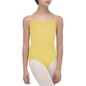 Women's Camisole Dance Leotards for Ballet, Detachable Adjustable Elastic&Clear Straps, Full Front Lining