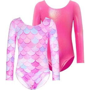 يوتار للفتيات الجمباز 2 حزمة تراجع الزي حجم 10-12 سنة البريق روز الصغار الصغار كم طويل داخلية لامعة مقياس السمكة الرياضية ارتداءها in Kuwait