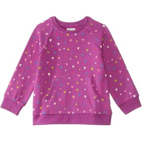 Hatley Girl's Jelly Bean Heart Raw Edge Pullover (Toddler/Little Kids/Big Kids) Purple 8 (Big Kid)