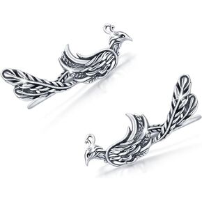Phoenix Earrings Sterling Silver Phoenix Ear Climber Earrings Cuff Crawler Earrings Phoenix Jewelry for Women Teen Girls Halloween Christmas Jewelry Gifts