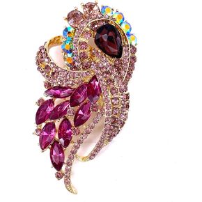 LAXPICOL Vintage Clear Austrian Crystal Elegant Flower Bouquet Wing Brooch For Women