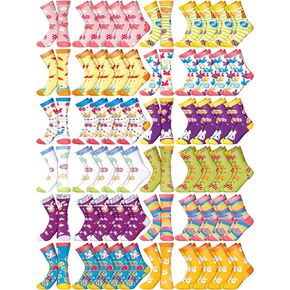 60 Pairs Easter Women Casual Crew Socks Hot Socks Easter Bunny Mid Calf Length Hosiery Animal Series Festive Gift Easter Socks for Ladies Teens, Multicolor in Kuwait