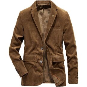 Men's Vintage Corduroy Blazers Two Buttons Single Breasted Sports Coat