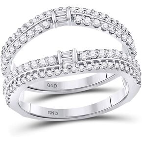 Solid 14k White Gold Baguette Diamond Wrap Engagement Wedding Anniversary Ring Band Guard Enhancer 3/4 Ct.