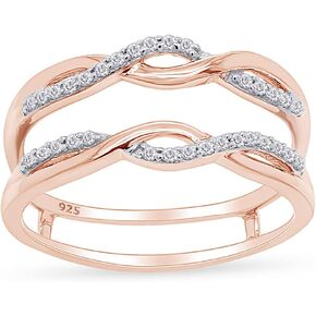 SAVEARTH DIAMONDS Round Cut Lab Created Moissanite Diamond Infinity Twisted Enhancer Guard Ring In 14K Gold Over Sterling Silver Jewelry (G-H Color, 0.50 Cttw)