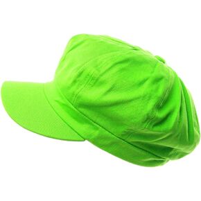 Summer 100% Cotton Plain Blank 8 Panel Newsboy Gatsby Apple Cabbie Cap Hat Lime