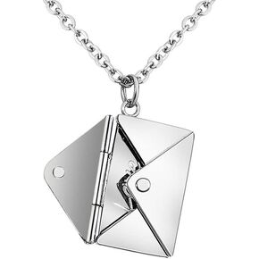 Fuqimanman2020 Envelope Necklace with Message Love You for Her Love Letter Necklace Hidden Message Secret Locket Necklace Birthday Gifts
