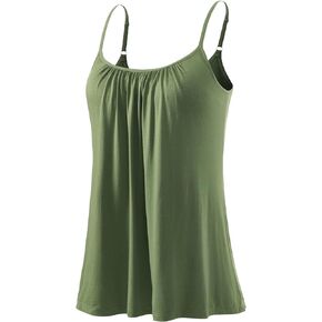 Kniffi Womens Camisole Tank Top Built in Bra Cami Pleated Loose Fit Camisole Adjustable Strap S-XXXXL