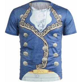 Royalty Prince Charming Costume Adult Men Shirt Snow White Phillip Eric T-Shirt Beast Pirate Costume