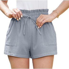 Jouica Women's Shorts 2024 Summer Casual Beach Bermuda High Waist Linen Shorts for Women Trendy