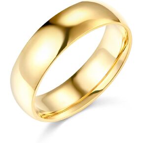 14k Yellow Gold 6mm Plain Wedding Band - Size 11
