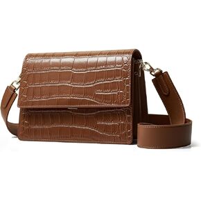 FOXLOVER Small Crossbody Bags for Women,Mini Leather Ladies Alligator pattern Shoulder Bag Handbag Purse with 2 straps
