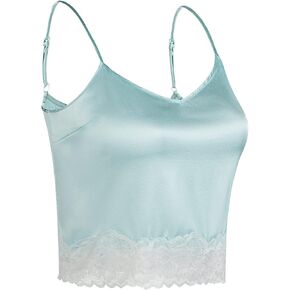 SilRiver Women's Silk Satin Camisole Tees Ladies Crop Cami Top Elegant Tank Top