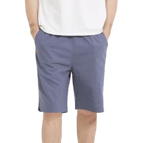 Men's Linen Shorts Casual Elastic Waist Drawstring Loose Fit Beach Shorts
