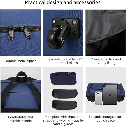 أمتعة Gloyuda قابلة للتوسيع وقابلة للطي، حقيبة مقاس 38 بوصة مع عجلات دوارة، حقيبة سفر من القماش الخشن المتدحرج، أمتعة قابلة للطي، مع غلافين لمقبض الأمتعة وحزامين للتثبيت، وحزام كتف واحد (رمادي) in Kuwait