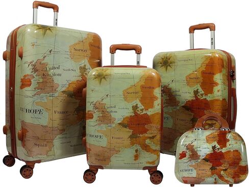 World Traveler Europe (Set of 4-Piece) Spinner Luggage Set with TSA Lock, Brown,Zippered Divider in Saudi Arabia