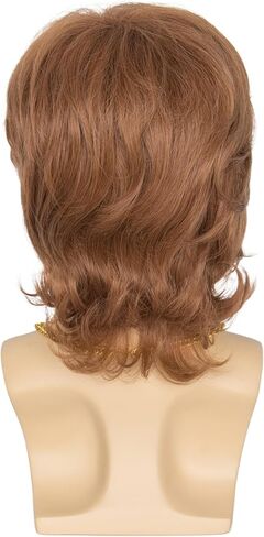 شعر مستعار Miss U Hair 70s 80s للرجال بطول الكتف شعر مستعار بني مجعد شعر مستعار للحفلات مع نظارات شارب قلادة in Kuwait