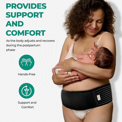 Justbirthed Co. Postpartum C Section Recovery Wrap, Belly Band, Targeted Hot + Cold Therapy to Abdomen, Reusable Hot & Cold Gel Packs, One Size, Black in Saudi Arabia