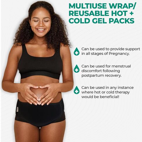 Justbirthed Co. Postpartum C Section Recovery Wrap, Belly Band, Targeted Hot + Cold Therapy to Abdomen, Reusable Hot & Cold Gel Packs, One Size, Black in Saudi Arabia